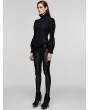 Punk Rave Black Gothic Ruffled Stand Collar Long Puffed Sleeves Shirt for Women
