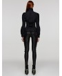 Punk Rave Black Gothic Ruffled Stand Collar Long Puffed Sleeves Shirt for Women