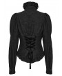 Punk Rave Black Gothic Ruffled Stand Collar Long Puffed Sleeves Shirt for Women