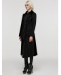 Punk Rave Black Gothic Jacquard Velvet Double Splicing Long Asymmetric Coat for Women