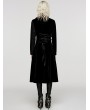 Punk Rave Black Gothic Jacquard Velvet Double Splicing Long Asymmetric Coat for Women