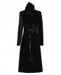 Punk Rave Black Gothic Jacquard Velvet Double Splicing Long Asymmetric Coat for Women