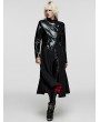 Punk Rave Black Gothic Irregular Leather Splicing Long Bat Coat for Women