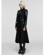 Punk Rave Black Gothic Irregular Leather Splicing Long Bat Coat for Women