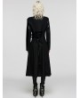 Punk Rave Black Gothic Irregular Leather Splicing Long Bat Coat for Women