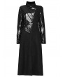 Punk Rave Black Gothic Irregular Leather Splicing Long Bat Coat for Women