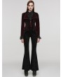 Punk Rave Black and Red Vintage Gothic Velvet Lace Applique Lapel Collar Jacket for Women
