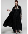 Punk Rave Black Gothic Bat Neck Velvet Long Cloak for Women