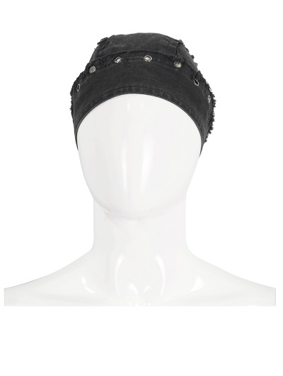 Devil Fashion Black Gothic Punk Eyelet Fitted Head Scarf for Men