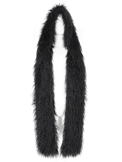 Devil Fashion Black Gothic Faux Fur Winter Warm Long Hooded Scarf for Men