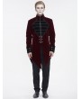 Devil Fashion Wine Red Vintage Gothic Embroidery Stand Collar Swallow Tail Coat for Men