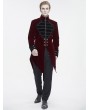 Devil Fashion Wine Red Vintage Gothic Embroidery Stand Collar Swallow Tail Coat for Men