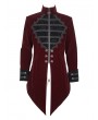 Devil Fashion Wine Red Vintage Gothic Embroidery Stand Collar Swallow Tail Coat for Men