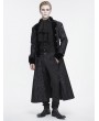 Devil Fashion Black Vintage Gothic Dark Pattern Double-Breasted Lapel Long Coat for Men