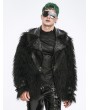 Devil Fashion Black Fashion Gothic Punk Eyelet Lapel Faux Fur Zip-Up Jacket for Men