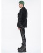 Devil Fashion Black Fashion Gothic Punk Eyelet Lapel Faux Fur Zip-Up Jacket for Men