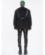 Devil Fashion Black Fashion Gothic Punk Eyelet Lapel Faux Fur Zip-Up Jacket for Men