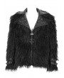 Devil Fashion Black Fashion Gothic Punk Eyelet Lapel Faux Fur Zip-Up Jacket for Men