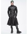 Devil Fashion Black Gothic Punk Leather Studded Multi-Buckle Belt Long Trench Coat for Men