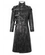 Devil Fashion Black Gothic Punk Leather Studded Multi-Buckle Belt Long Trench Coat for Men