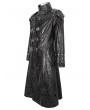 Devil Fashion Black Gothic Punk Leather Studded Multi-Buckle Belt Long Trench Coat for Men