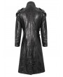 Devil Fashion Black Gothic Punk Leather Studded Multi-Buckle Belt Long Trench Coat for Men