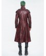 Devil Fashion Red Gothic Punk Leather Studded Multi-Buckle Belt Long Trench Coat for Men