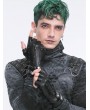 Devil Fashion Black Gothic Punk Leather Rivet Fingerless Gloves for Men