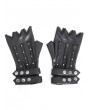 Devil Fashion Black Gothic Punk Leather Rivet Fingerless Gloves for Men