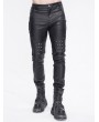 Devil Fashion Black Gothic Punk Studded Daily Long Fitted Pants for Men