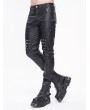 Devil Fashion Black Gothic Punk Studded Daily Long Fitted Pants for Men