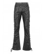 Devil Fashion Black Gothic Vintage Pattern Lace-Up Flared Pants for Men