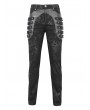 Devil Fashion Black Gothic Punk Multi-Buckle Straps Skinny Fit Pants for Men