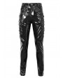 Devil Fashion Black Gothic Punk Faux Leather Skinny Pants for Men