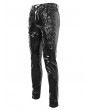 Devil Fashion Black Gothic Punk Faux Leather Skinny Pants for Men