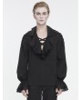 Devil Fashion Black Gothic Vintage Ruffle Long Sleeve Loose Party Shirt for Men