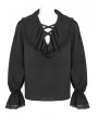 Devil Fashion Black Gothic Vintage Ruffle Long Sleeve Loose Party Shirt for Men