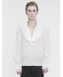 Devil Fashion White Gothic Vintage Ruffle Long Sleeve Loose Party Shirt for Men