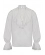 Devil Fashion White Gothic Vintage Ruffle Long Sleeve Loose Party Shirt for Men