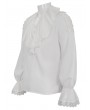 Devil Fashion White Gothic Vintage Ruffle Long Sleeve Loose Party Shirt for Men