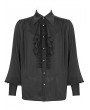 Devil Fashion Black Gothic Gorgeous Ruffle Button Placket Party Shirt for Men