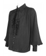 Devil Fashion Black Gothic Gorgeous Ruffle Button Placket Party Shirt for Men