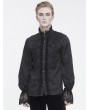 Devil Fashion Black Gothic Retro Embroidery Lace Applique Fitted Shirt for Men