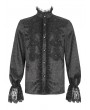 Devil Fashion Black Gothic Retro Embroidery Lace Applique Fitted Shirt for Men