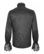 Devil Fashion Black Gothic Retro Embroidery Lace Applique Fitted Shirt for Men