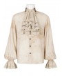Devil Fashion Beige Retro Gothic Gorgeous Palace Shirt with Removable Jabot for Men