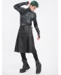 Devil Fashion Black Gothic Punk Cross Chain Pleated Skirt for Men