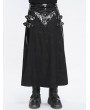 Devil Fashion Black Gothic Punk Buckle Slit A-Line Long Skirt for Men