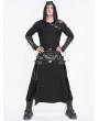 Devil Fashion Black Gothic Punk Buckle Slit A-Line Long Skirt for Men