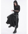 Devil Fashion Black Gothic Punk Buckle Slit A-Line Long Skirt for Men